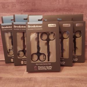 Men's Grooming Kit Gift Black Coated Stainless Steel Rounded Tip Scissors 2-Pack